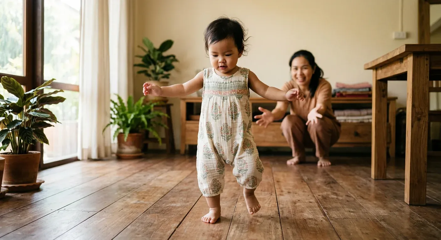 ลูก 1 ขวบ พัฒนาการ: ก้าวแรก คำแรก และการเปลี่ยนผ่านสู่วัยเด็กเล็ก (13-15 เดือน)